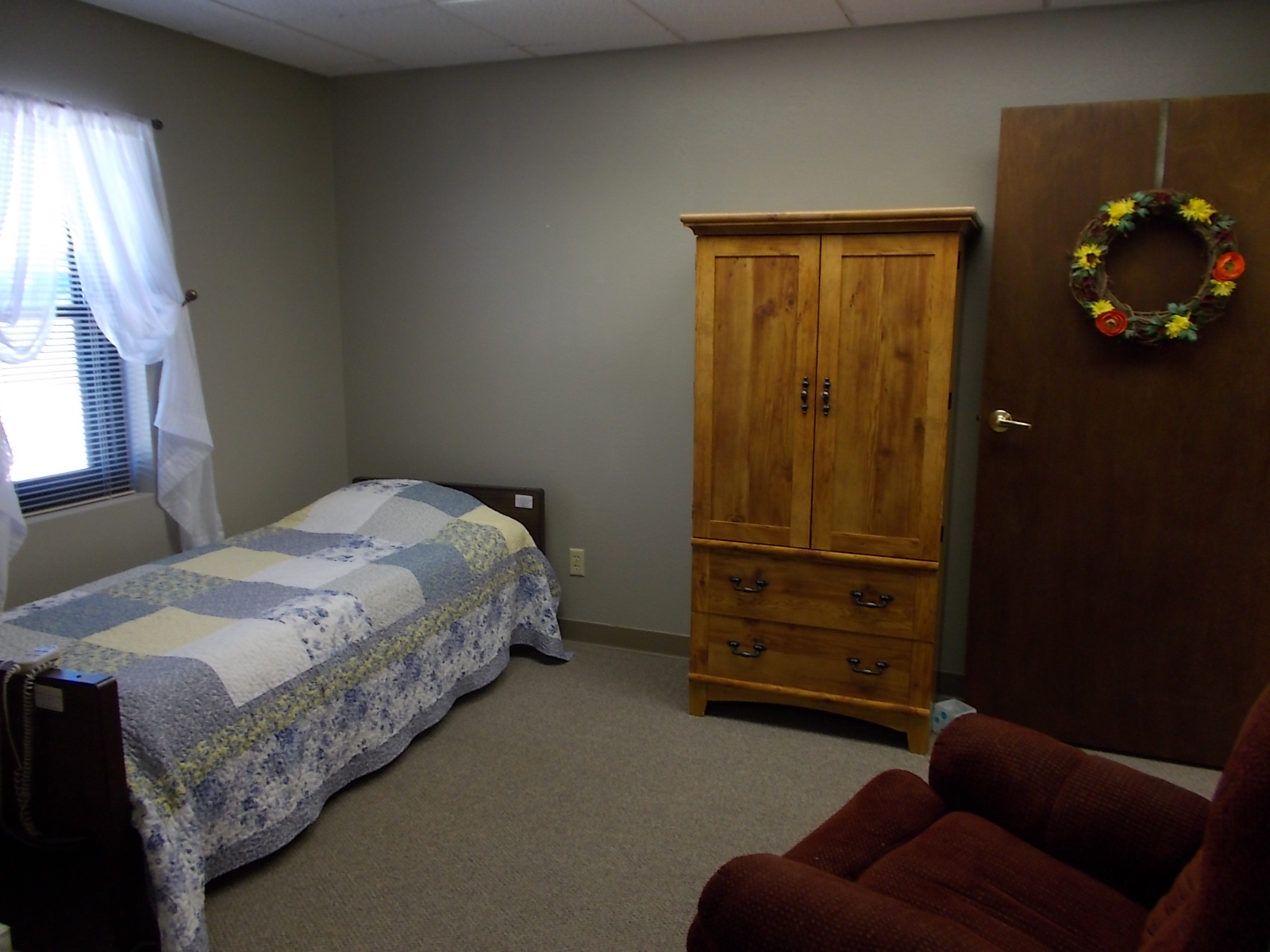 A comfortable, private resident bedroom