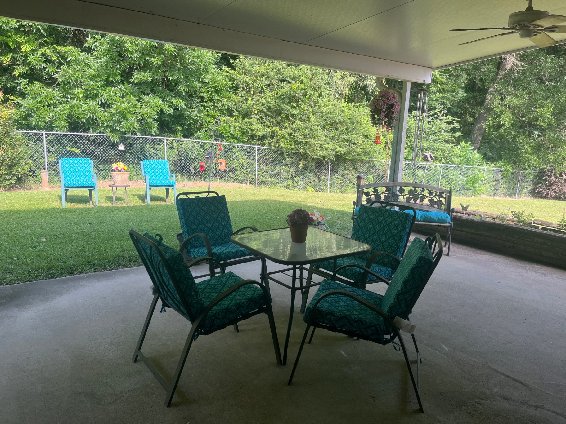 Covered patio for relaxing and spending time outdoors
